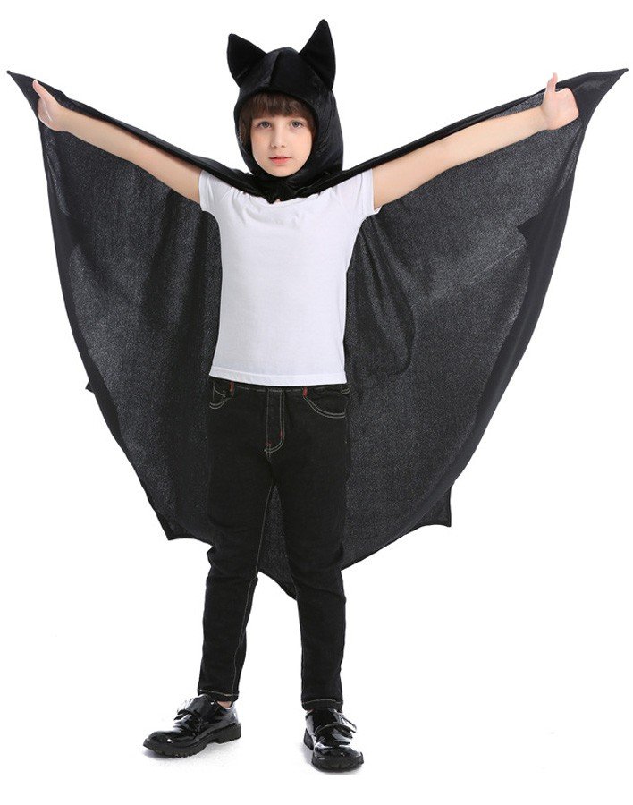 Kinder Halloween Vampir Kostüm Kapuzenrobe Schwarz
