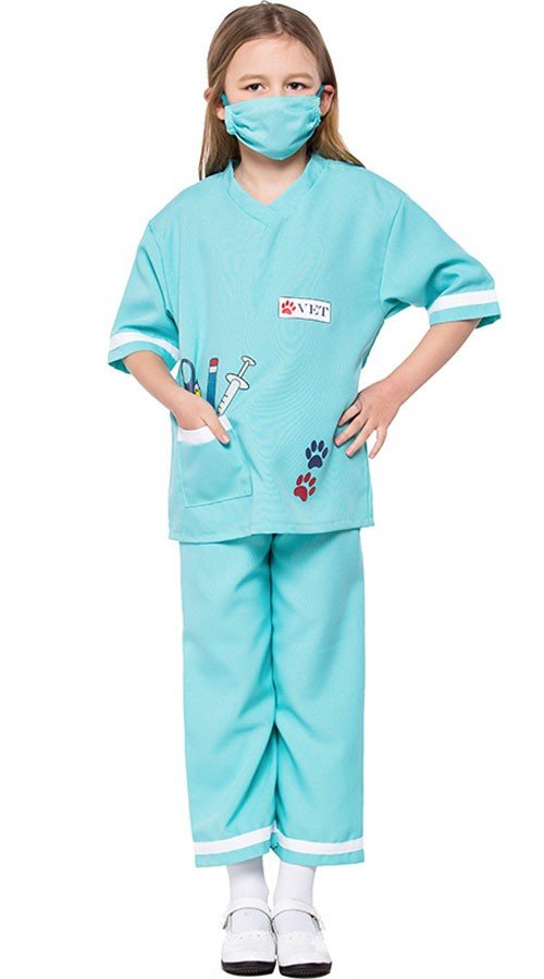 Kostüm Tierarzt für Kinder Arzt Krankenschwester Kostüm Blau