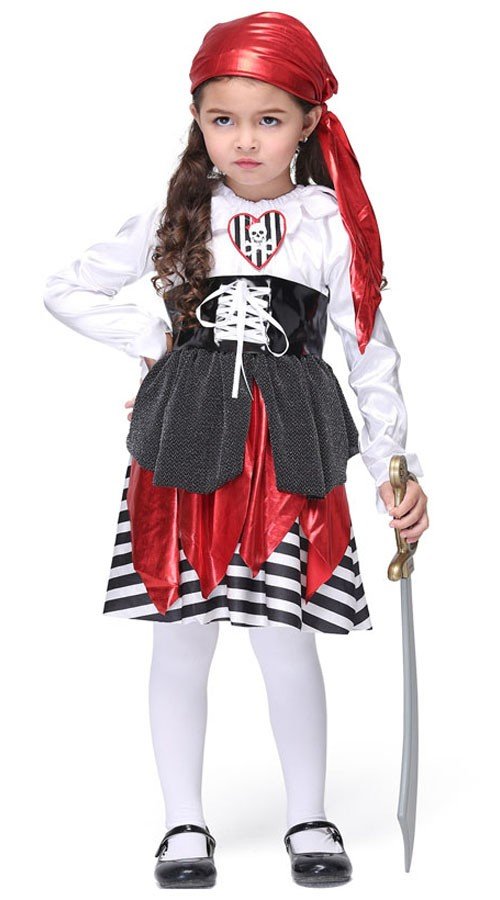 Verspielte Halloween Piratenkostüm für Mädchen