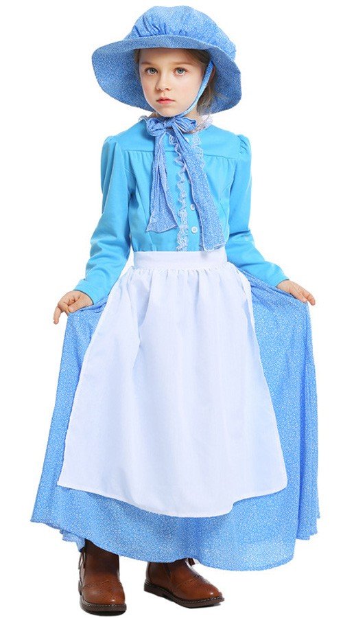 Kolonial Kostüm Kinder Prärie Pionier Kleid für Mädchen 