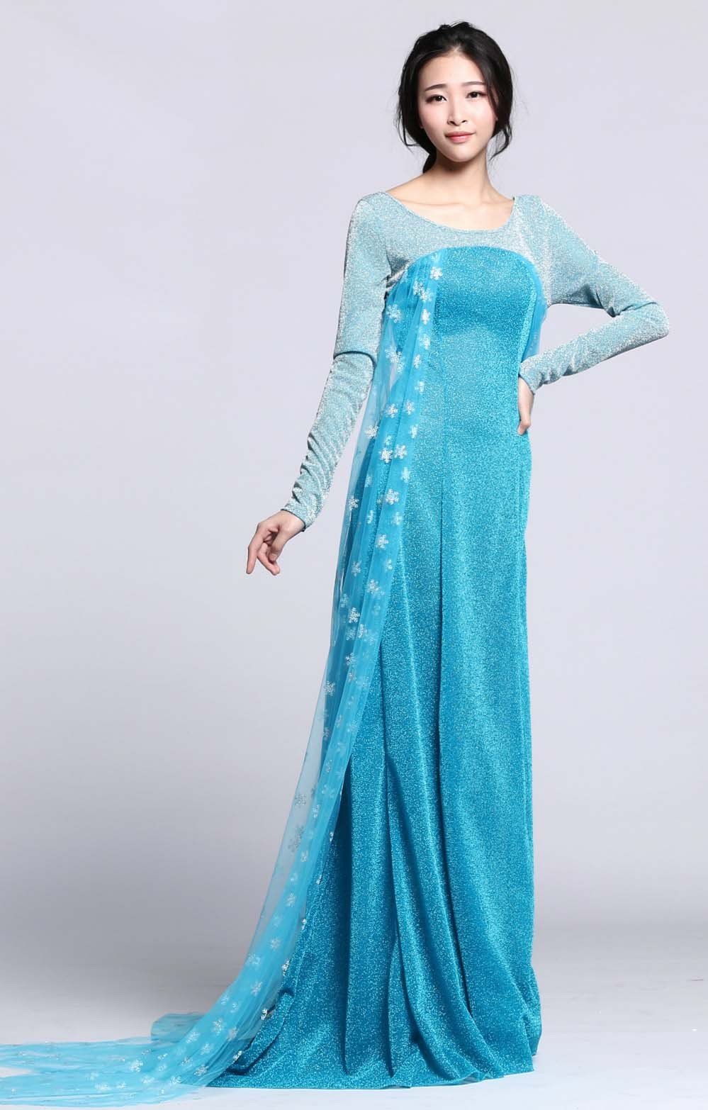 Günstige Blau Frozen Elsa Kostüm Für Erwachsene
