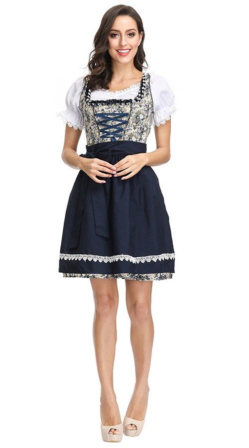 Damen Bayern Oktoberfest Kostüm Blumendirndlkleid