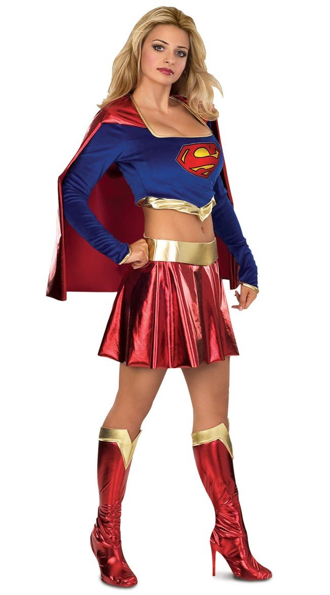 Supergirl Kostüm Metallisch Glänzendes Superhelden Kostüme