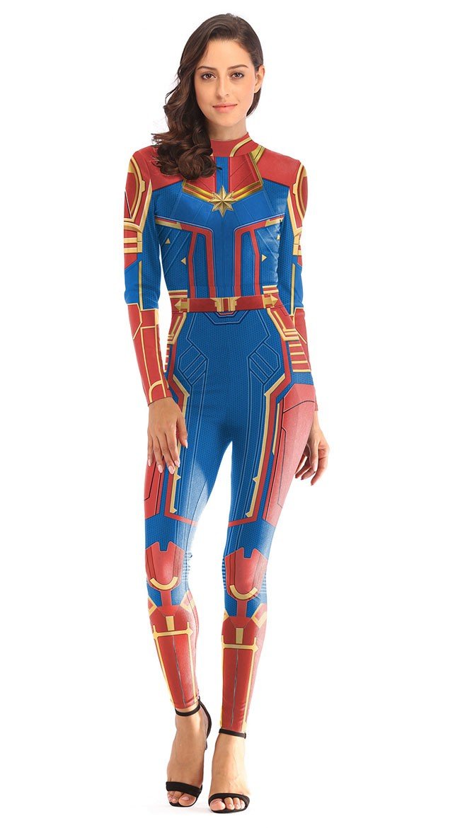 Avengers Kree Captain Marvel Kostüm für Erwachsene Rot Superheldenkostüm