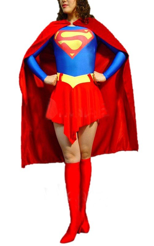 Klassisches Deluxe Superhelden Supergirl Kostüm Lycra Spandex