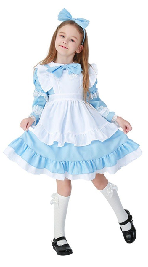 Alice im Wunderland Kostüm Kinder Lolita Dienstmädchen Kostüm Blau