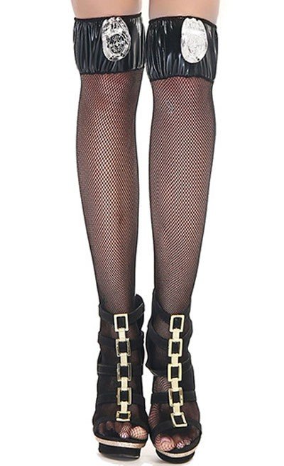 Schwarze Police Overknees Strümpfe 