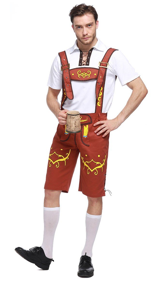 Bayern Oktoberfest Lederhose Kostüm Gelb Herren