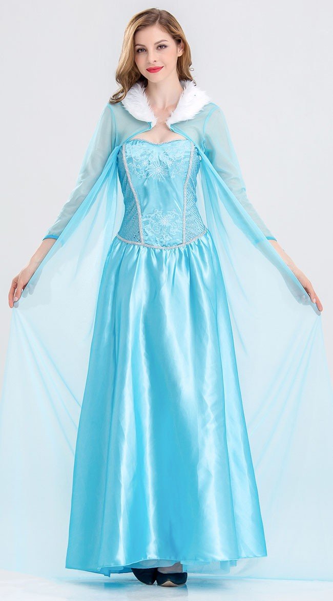 Mesh Blau Frozen Prinzessin Elsa Kostüm Damen