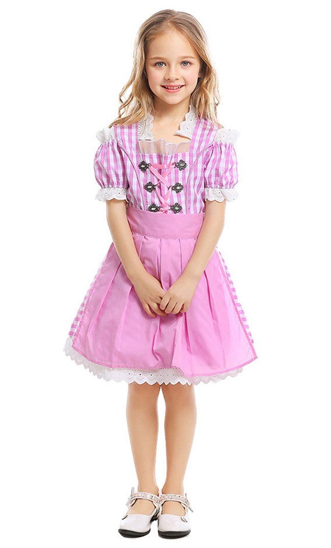 Oktoberfest Kostüm für Kinder Rosa Mädchenkleid