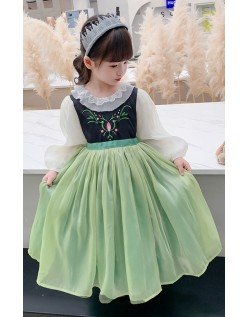 Frozen Prinzessinnenkleider Anna Kleid für Kinder Netz-Laternenärmel