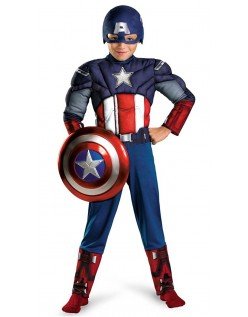 Klassisches Captain America Muskel Kostüm für Kinder Superhelden Kostüme