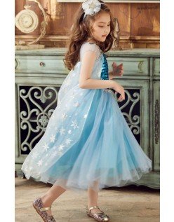 Frozen Prinzessin Kostüme Elsa Kleid Kinder Kurzarm