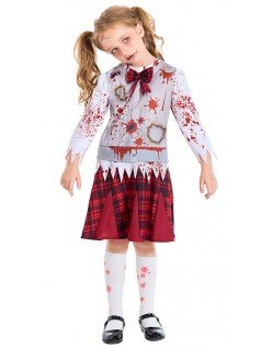 Kinder Halloween Zombie Schuluniform Kostüm für Mädchen