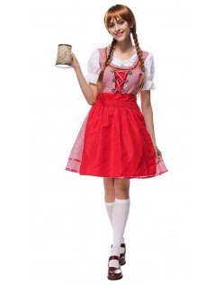 Bayerisches Dirndl Oktoberfest Kleidung Damen Rot