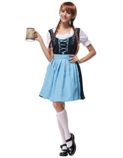 Gesticktes Oktoberfest Kostüm für Damen Blau