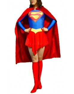 Klassisches Deluxe Superhelden Supergirl Kostüm Lycra Spandex