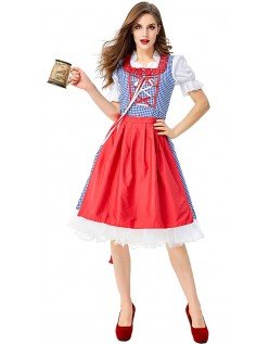 Oktoberfest Dirndl Kleidung Damen Rot Trachtenkleid