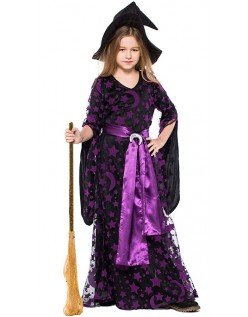 Halloween Lila Mond Hexenkostüm für Kinder