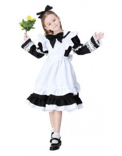Alice im Wunderland Kostüm Kinder Lolita Dienstmädchen Kostüm Schwarz