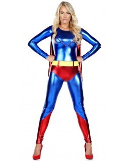 Sexy Blaues Superhelden Superwoman Kostüm Erwachsene