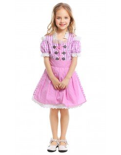 Oktoberfest Kostüm für Kinder Rosa Mädchenkleid