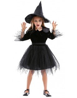 Beängstigend Kinder Halloween Hexenkostüm Mädchen Schwarz