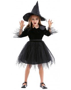 Beängstigend Kinder Halloween Hexenkostüm Mädchen Schwarz