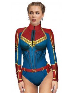 Sexy Captain Marvel Kostüm Badeanzug Strandbekleidung Superhelden Kostüme Body